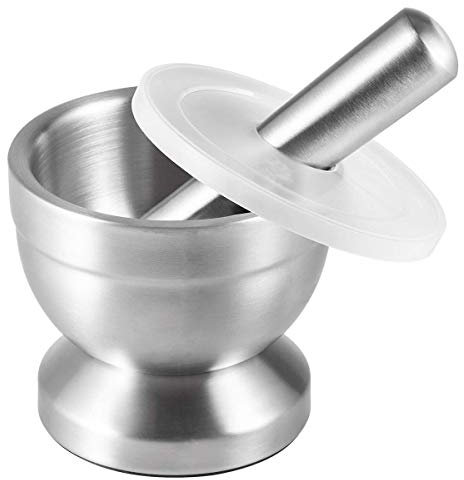LTLWSH Set de Mortier et Pilon en Acier Inoxydable pour Ail Epices Herbe Médecine Mortier et Pilon/Moulin à épices/– Heavy Duty – Alimentaire et sans BPA,S