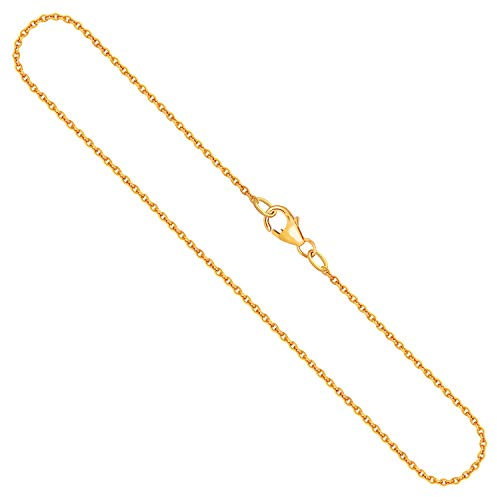 EDELIND Edle Damen Gold Halskette 1.5 mm, Ankerkette rund 333 aus Gelbgold, Echt Gold Kette mit Stempel, Goldkette mit Karabinerverschluss, Länge 70 cm, Gewicht ca. 3.5 g, Made in Germany