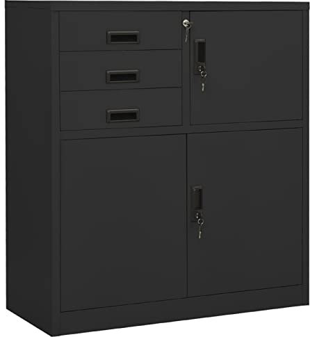 ZEYUAN Armario de Oficina, Armario Multiusos, Armario Herramientas, Armario Garaje, Armario Archivador, Armario Taller, Armario Estanteria, de Acero Gris Antracita 90x40x102 cm