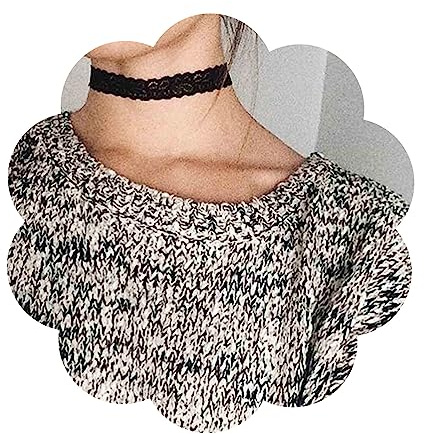 Yheakne Collana girocollo in pizzo vintage, nero, regolabile da 35 cm, punk, gotico, pizzo smerlato tinta unita, perfetta per donne e ragazze, regali personalizzati, Halloween
