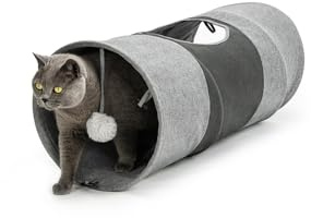 lionto Túnel para Gatos, túnel de Juguete para Gatos, túnel de Juego con Pelota para Gatos, 30 x 70 cm