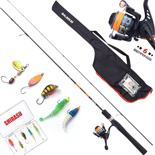 Balzer Fiskeset öring komplett Spoon Combo – professionell öringsset, IM8 kolfiber 1,85 m