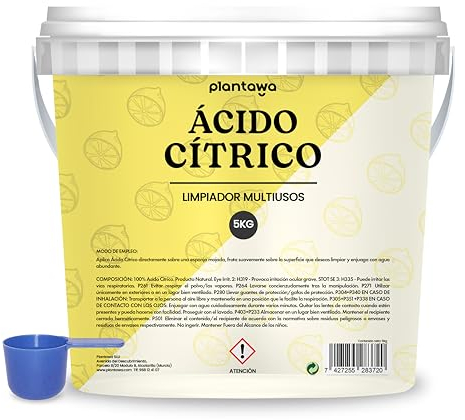 PLANTAWA Acide Citrique Powder 5kg | Acide citrique poudre menager pour la cuisine, la salle de bain et le jardin | 100% pur et polyvalent. Nettoyant universel