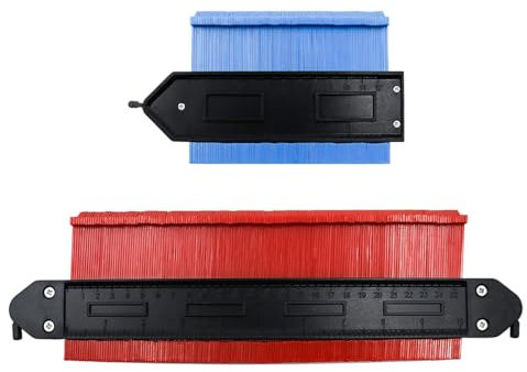 Ieron 2 medidores de Perfil conectables de 10 + 5 Pulgadas, Plantilla de Contorno también con Cerradura, Herramienta de Plantilla de Contorno de Forma para carpintería