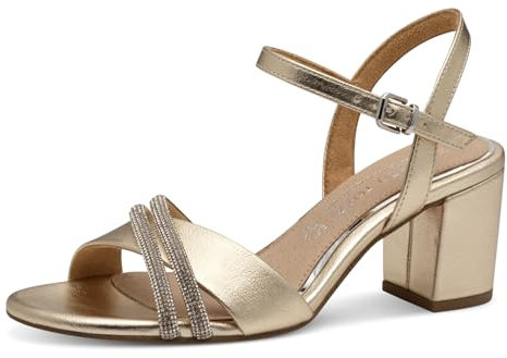 MARCO TOZZI by Guido Maria Kretschmer Damen Sandalen mit Absatz Elegant Blockabsatz, Gold (Gold), 37 EU