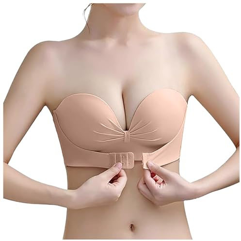 Soutien-Gorge Bandeau avec Bretelles Amovibles sans Armatures Brassière Boucle Avant Réglable Élastique,Femme Minimiseur Soutien-Gorge sans Bretelles,Soutien-Gorge Anti-Glissant Bandeau Push Up