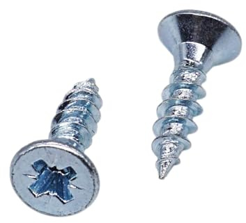 SKIR'CO (50 uds.) Tornillos para madera de acero galvanizado de 4,0 x 16 mm, cabeza avellanada Pozidriv, tornillos para aglomerado, rosca completa PZ