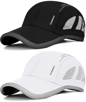 AYPOW 2 Casquettes de Baseball Séchage Rapide Unisexes, Ultralégère Pliable Respirante Chapeau de Baseball, Ajustables Chapeau de Soleil Anti-UV Outdoor Running Golf Cyclisme Randonnée Homme Femme