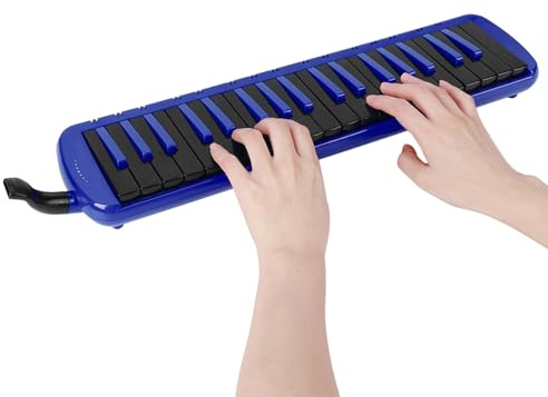 Fafeims Blowpipe Melodica 37 Key Wind Musical Instrument med Ergonomisk Design, för Nybörjare eller Melodica -älskare (Blå)