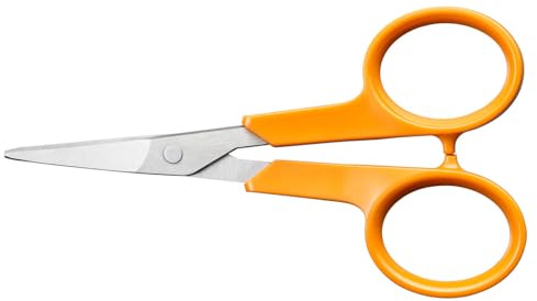Fiskars Classic 1075059 Embroidery Scissors, Curved Blades, Right and Left Handed Total Length: 10 cm, Improved Grip Ergonomics, Stainless Steel Blade/Plastic Handles, Orange