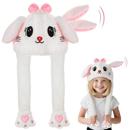 Hifot Animales Gorro Orejas Que Se Mueven, Peluche Gorro con Orejas Que Se Mueven, Sombreros Divertidos Móviles para Niñas Niños y Adultos para Halloween Navidad Carnaval Cumpleaños Fiestas Regalo
