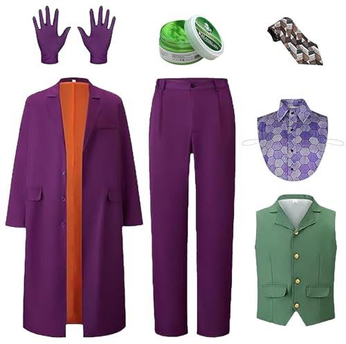 Lets Joy Disfraz de Halloween Morado Killer, Disfraz de Halloween Horror con Disfraz Accesorios, Carnavales Cosplay Tema de Terror (XXL)