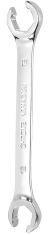 sourcing map Flare Nut Wrench 16mm x 18mm Metric Double Open End Thick Spanner Mirror Polish Finish 45# Steel Brake Line Wrench for Fuel Tube Hose Transmission Line, Silver