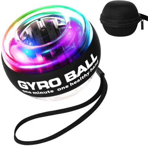 APXEL Balle D'entraînement, Gyroscopique, Automatique Balle de Force, Résistance Illimitée et Contrôle de la Lumière, Accessoire Fitness Portable pour Entraînement Bras Bras Doigt Poignet, Noir