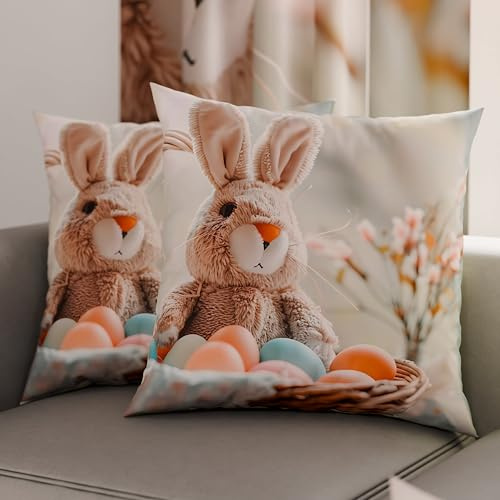 Petti Artigiani Italiani - Par de Fundas de Almohada de Pascua de 50 x 30 cm, de Microfibra, Cojines Decorativos de Pascua, para Dormitorio, sofá, salón, Juego de 2 Fundas de cojín, 100% Fabricado en