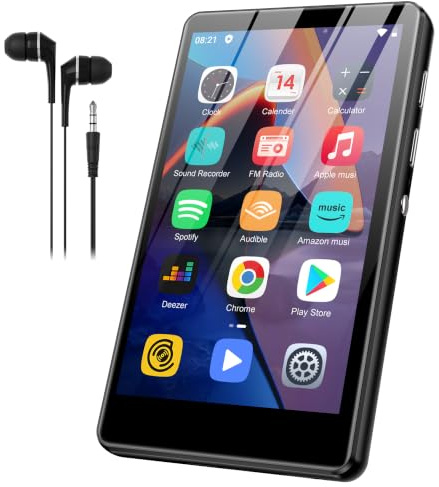 SWOFY Reproductor de MP3 y MP4 de Android, pantalla táctil de 4,0 pulgadas con Bluetooth y WiFi, compatible con Spotify, Pandora, Amazon Music, Libby, Audible y navegador, memoria ampliable hasta 1 TB