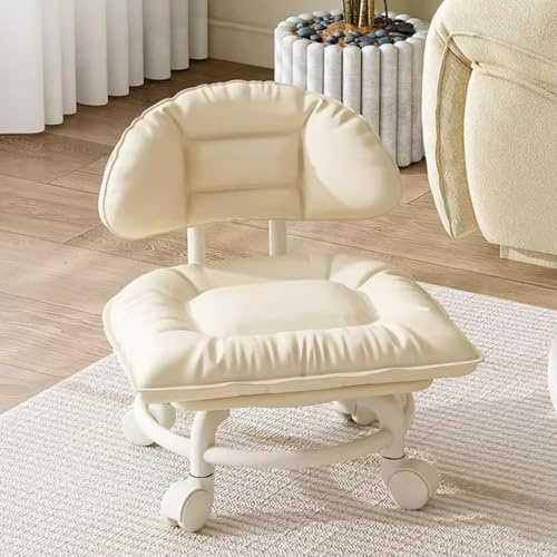 Rolling Low Stool with Backrest,Stool on Wheels for Home Cleaning,Daily | Comfortable Rolling Stool with Backrest, Padded Seat and Smooth Swivel Wheels for Cleaning,Organizing,Gardening and Home Use