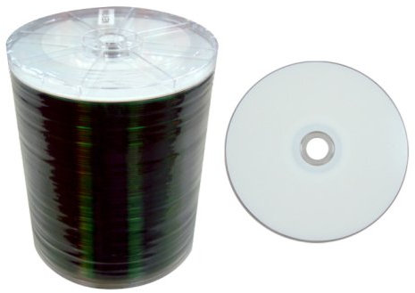 80Min/700MB 52x Full Surface White Inkjet Printable CD-R 100pcs