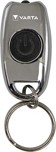 VARTA Lampe Torche LED incl. 2x piles CR2016, Metal Key Chain Light, lampe de poche avec porte-clés, porte-clés ultra-compact, lampe à clé avec 2 modes d'éclairage