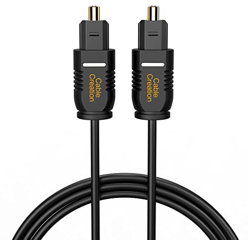 CableCreation Optisches Kabel 1m, Toslink auf Toslink Kabel, Vergoldetes Optisches Digitalkabel für Heimkino, Soundbar, Fernseher, PS4, Xbox, VD/CD-Player, Spielekonsole usw. Schwarz/OD: 2,2mm
