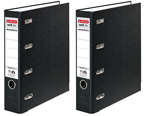 Doppelpack Herlitz 10842276 Doppelordner maX.file protect A4 schwarz FSC Mixed (2 Stück, schwarz)