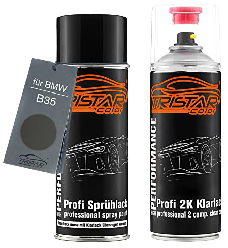 TRISTARcolor Billack sprayburk för BMW B35 Orbitgrau Metallic + 2K-klarlack