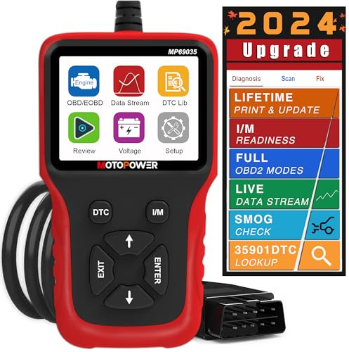 MOTOPOWER MP69038 Car OBD2 Scanner Code Reader Engine Fault Code Reader Scanner CAN Diagnostic Scan Tool - Elite Edition (Dark Red)