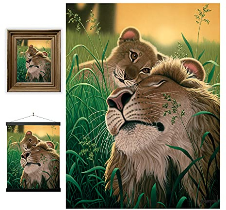 Deluxebase 3D LiveLife Linsformig Väggkonsttryck – En Fars Kärlek från Schim Schimmel, Utan Ram 3D Lejonaffisch, Perfekt Väggfyllning, 30 cm x 40 cm