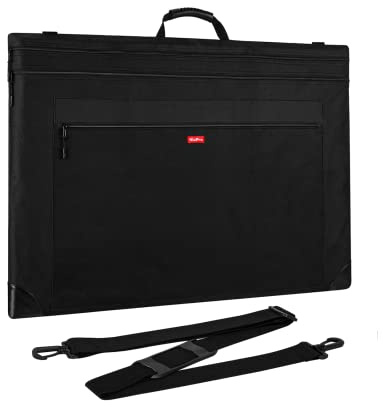 Nicpro légère pochette pour portfolio d'artiste, 54 x 69cm (20 x 26 pouces) porte dessin avec bandoulière amovible, coins en cuir, pour transporter et ranger œuvres d'art, affiches, croquis et dessins