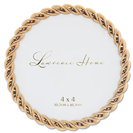 Lawrence Frames Rope Design Metal Frame, 4x4 Round, Gold