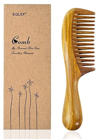 Peine Puas Anchas, Peine de Madera, Peine de Madera de Sándalo Verde, Peine de Madera Hecho a Mano para Mombres y Mujeres