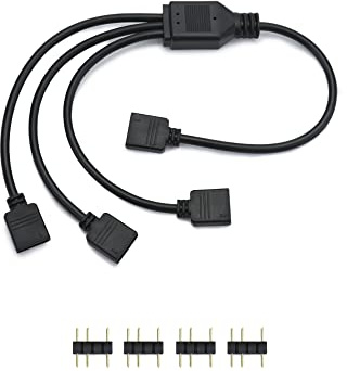 QWORK® 5 V 3-polig ARGB splitterkabel, argb splitter, 1 buchse auf 3 stecker, 30cm, für CPU-Kühler und 5 V ARGB-Lüfter