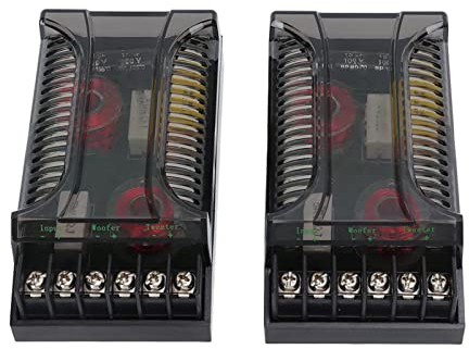 KIMISS Electronic Crossover， Car Audio Passive Crossover， 2Pcs 2 Way Car Audio Crossover Overcurrent Universal Heat Dissipation Speaker Frequency Divider