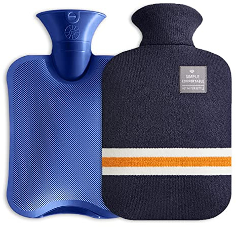 Borsa Dell'Acqua Calda 2L Borsa per L'acqua Calda Borsa Dell'acqua Calda con Rivestimento in Maglia Rimovibile Ottimo Regalo per Madre e Padre