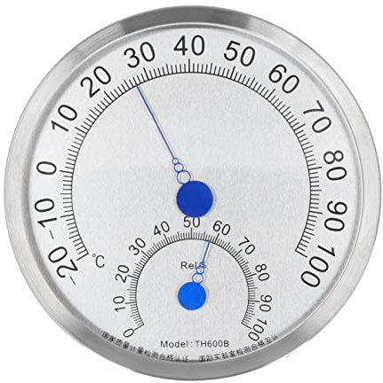 Termómetro Redondo Termómetro de Exterior de Acero Inoxidable Higrómetro Termómetro Impermeable para Clima Grande Resistente Al Calor (Sin Titular)