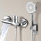 Dnkelar Badewannenarmatur, Mischbatterie Badewanne Wasserhahn, Armatur für die Badewanne, Badewannenarmatur mit Handbrause, Schlauch und Wandhalterung (Silber)