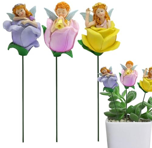 Besreey Spina di messa a terra per giardino delle fate, statuetta di fata, impermeabile, 3 da giardino, decorazione creativa per la casa delle bambole