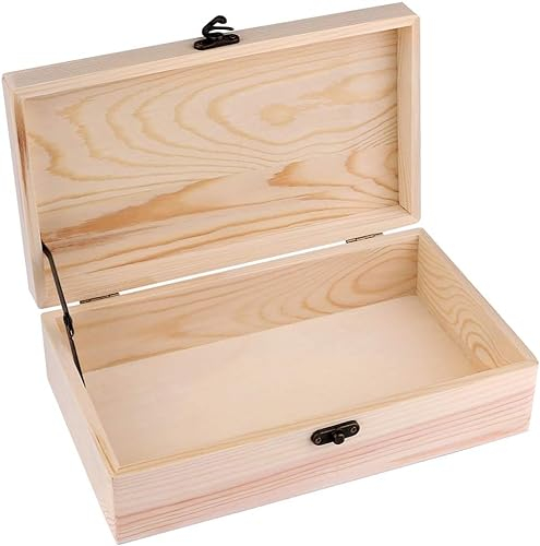 Wooden Memory Box Baby Chest Storage with Lid, 25 x 15 x 8 cm Jewelry Craft Gift for Toy Tools