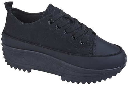 Acapulco Women’s Platform Canvas Trainers (Black, UK Footwear Size System, Adult, Women, Numeric, Medium, 7)