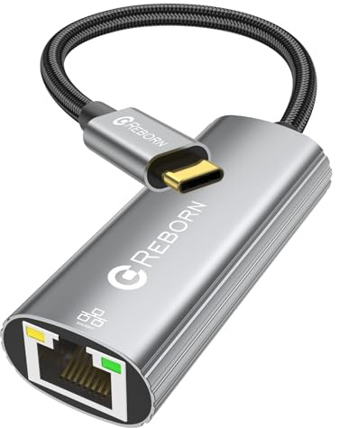 Reborn USB C to Ethernet Adapter, Type-C (Thunderbolt 3/4) to RJ45 Gigabit Ethernet LAN Network Adapter Compatible with iPhone 15 Pro/Max, MacBook Pro/Air 2023, iPad Pro, iMac, S23, XPS 17 and More