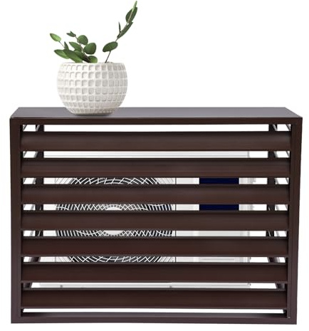 Air Conditioner Fence Screens, Coffee Color Air Conditioner Privacy Screen, Aluminum Alloy Noise Buffer Privacy Screens Fence Panels, Outdoor Trash Can Pool Equipment Enclosure Panels