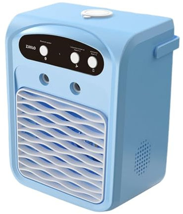 Climatiseur Compact,Petit Rafraîchisseur d'Air 3 Vitesses avec Éclairage - Refroidisseur Évaporatif Réservoir D Eau 1L Haut Parleur Sans Fil Avec Humidificateur Pour Appartement Camping Bureau Garage
