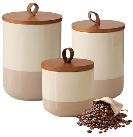 Simcat Recipientes de cerámica para té, café y azúcar de 9/27/45 onzas, juego de tarros y botes de cocina con tapas, sellos de tarros utilizados para el hogar, cocina, encimera, tanque de