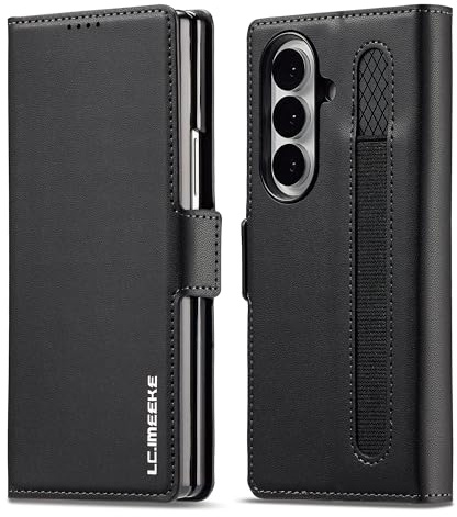 ZHOZEXIN Case for Samsung Galaxy Z Fold 7,Magnetic Closure，wallet case，Pu Leather，with Pen Slot, Cash slot. (Black)
