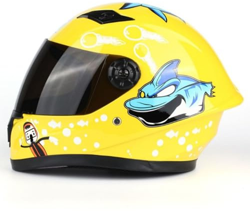 Casco Infantil De Moto | con Visera Solar | Homologación ECE 22.06 | Casco De Motocross | para Niños Y Niñas De 3 A 10 Años | Casco Integral Infantil De Moto C,S/(47~48cm)