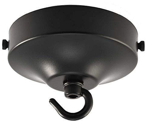 ElekTek Rosone lampadario con gancio, concavo, diametro 100 mm - Per il montaggio di lampade e lampadari - Finiture metalliche e verniciatura a polvere Nero Jet