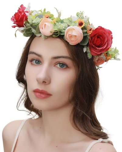 Ghirlanda di fiori regolabile fatta a mano con aureola floreale corona ghirlanda copricapo matrimonio festival festa