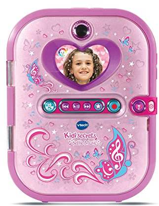 VTech - KidiSecrets Selfie Music Rose, Journal Intime Électronique 7 en 1 avec Reconnaissance Faciale, Appareil Photo et Vidéo, Jeux Éducatifs, Cadeau Enfant de 6 Ans à 12 Ans - Contenu en Français