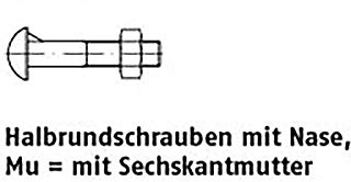 Halbrundschrauben DIN 607 Mu St. M 16 x 35 VE=S 50 Stück
