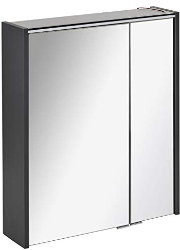 FACKELMANN zweitüriger Spiegelschrank Bad LED Beleuchtung 60 cm anthrazit Denver